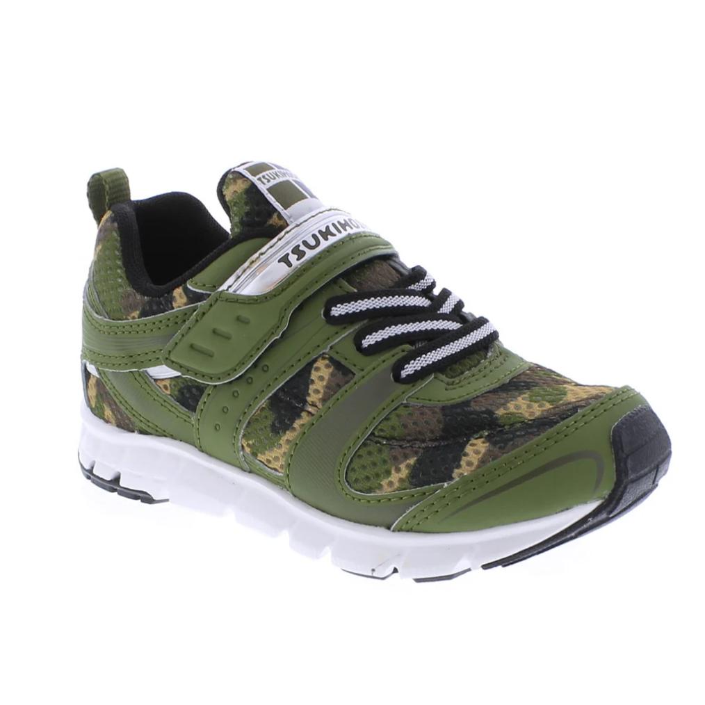 Tsukihoshi Velocity Green Camo Boys Running Shoes (Machine Washable)