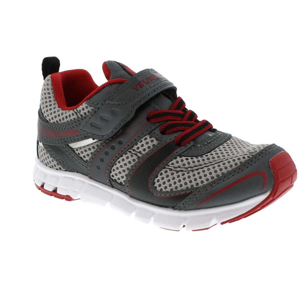 Tsukihoshi Velocity Boys Running Shoes Graphite Red (Machine Washable)