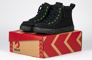 Black/Green Speckle BILLY Classic Lace High Tops -Shoekid.ca