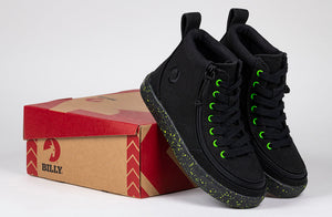 Black/Green Speckle BILLY Classic Lace High Tops -Shoekid.ca