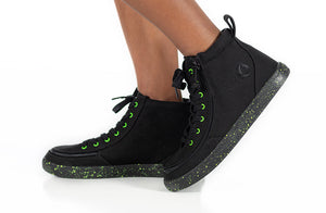 Black/Green Speckle BILLY Classic Lace High Tops -Shoekid.ca