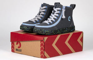 Charcoal/Blue Speckle BILLY Classic Lace High Tops -Shoekid.ca