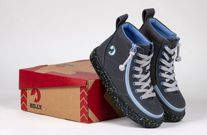 Charcoal/Blue Speckle BILLY Classic Lace High Tops -Shoekid.ca