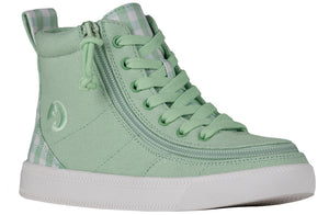Green Gingham BILLY Classic Lace High Tops -Shoekid.ca