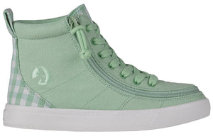 Green Gingham BILLY Classic Lace High Tops -Shoekid.ca