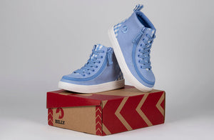 Blue Gingham BILLY Classic Lace High Tops -Shoekid.ca