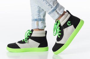 Black/Green BILLY Street Short Wrap High Tops -Shoekid.ca