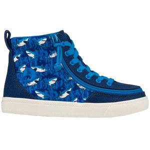 Billy Blue Sharks Classic Lace High Adaptive Shoes (Easy On/Off) - shoekid.ca