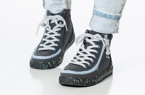 Charcoal/Blue Speckle BILLY Classic Lace High Tops -Shoekid.ca