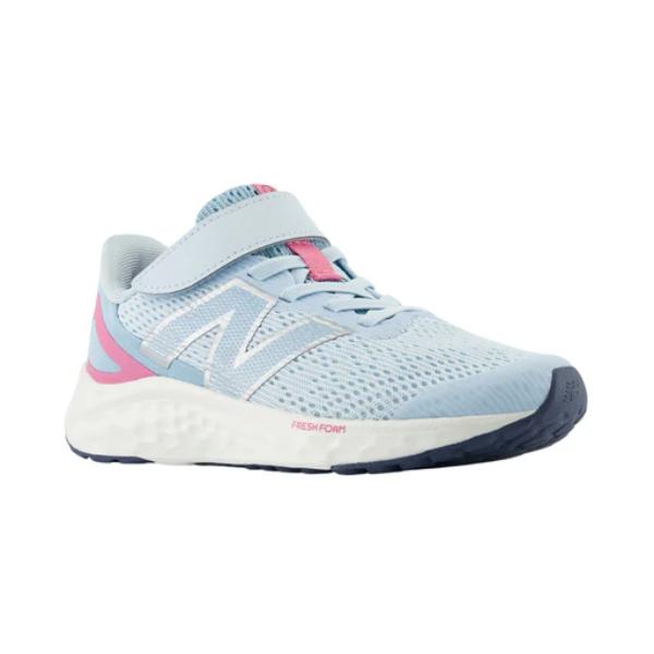 New Balance Fresh Foam v4 Blue Pink Girls Running Shoes (Little Kids)