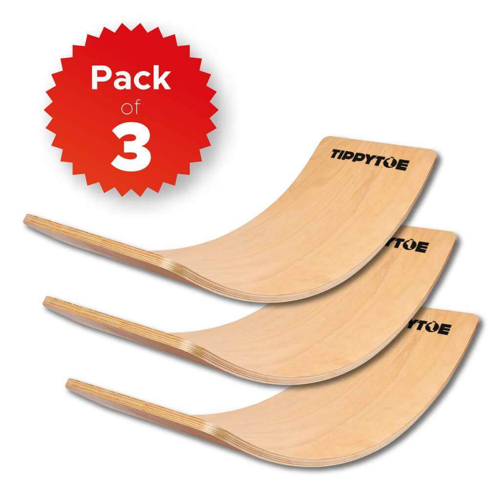 TippyToe (3pack) Kids Balance Board Wooden Wobble Board, Toddler, Yoga Curvy Board, Rocker Board Natural Wood for Kids,Adults - ShoeKid.ca